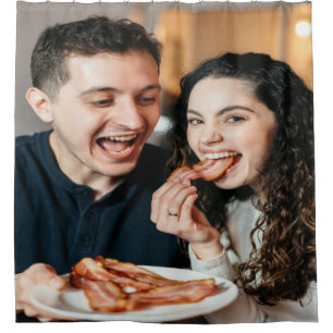 Eating Bacon Photo Customize Personalize Shower Curtain