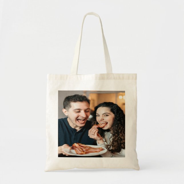 Eating Bacon Photo Customize Personalize Tote Bag (Front)