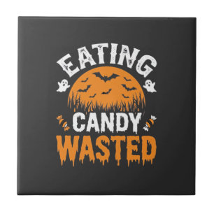 Eating Candy Wasted Halloween Design_1 Ceramic Tile