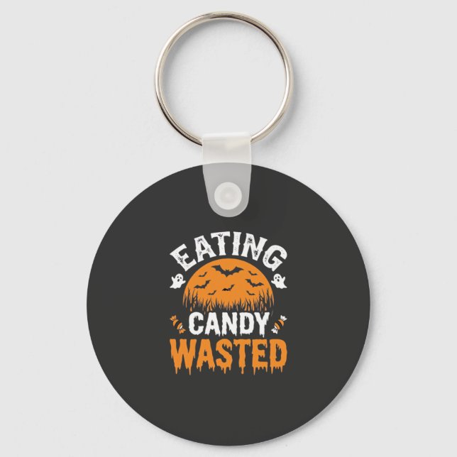 Eating Candy Wasted Halloween Design_1 Key Ring (Front)