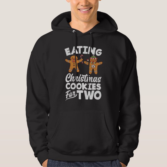 Eating Christmas Cookies for Two Pregnancy Announc Hoodie (Front)