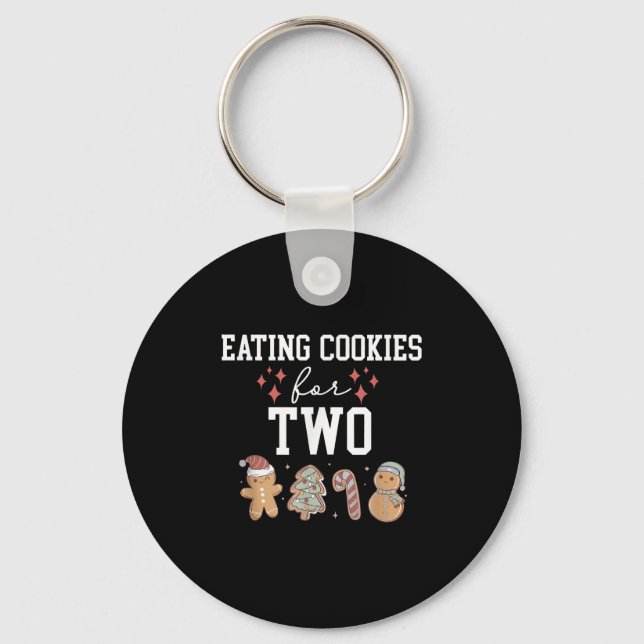 Eating Christmas Cookies For Two Pregnancy Reveal  Key Ring (Front)