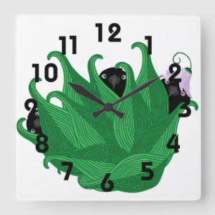Eating Crow Looking At You Wall Calock Square Wall Clock