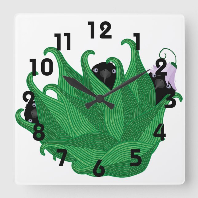 Eating Crow Looking At You Wall Calock Square Wall Clock (Front)