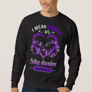 Eating Disorders Awareness I Wear Purple Butterfly Sweatshirt