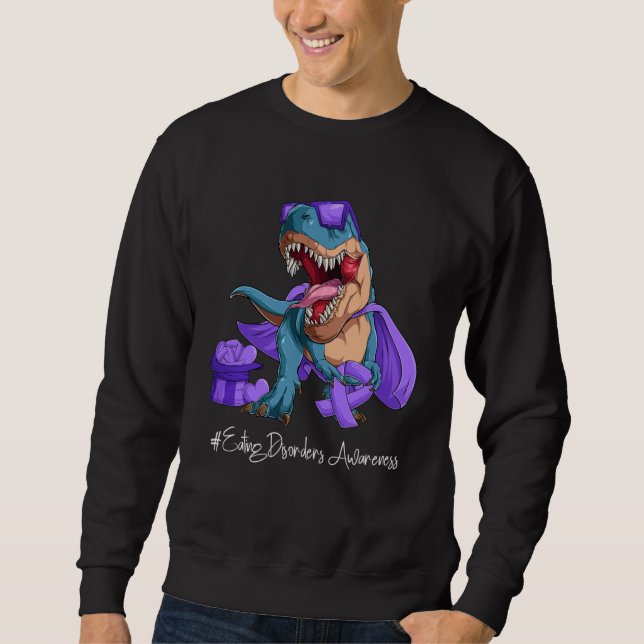 Eating Disorders Awareness Month Purple Ribbon Tre Sweatshirt (Front)