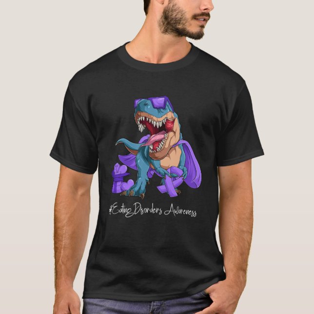 Eating Disorders Awareness Month Purple Ribbon Tre T-Shirt (Front)