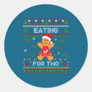Eating For Two Pregnancy Announcement Ugly Sweater Classic Round Sticker