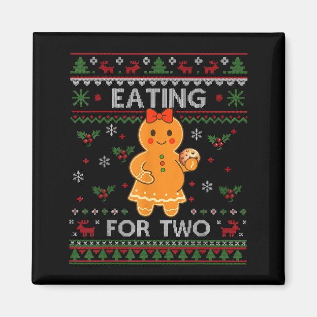 Eating For Two Pregnancy Announcement Ugly Sweater Magnet (Front)
