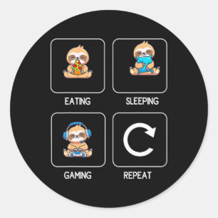 Eating Gaming Sleeping Playing Video Game Gamer Sl Classic Round Sticker