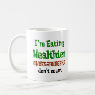 eating healthy cheeseburger coffee mug