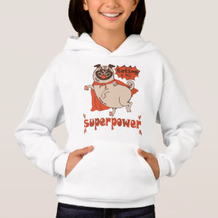 Eating is my superpower red cloak pug comic style 