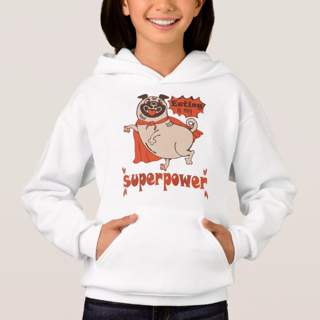 Eating is my superpower red cloak pug comic style  (Front)