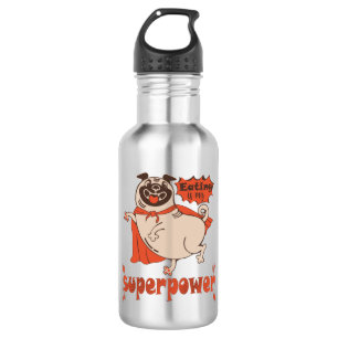 Eating is my superpower red cloak pug comic style 532 ml water bottle