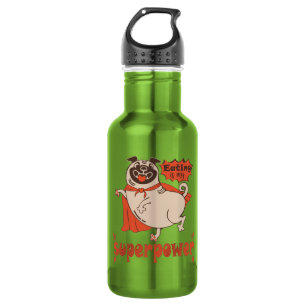 Eating is my superpower red cloak pug comic style 532 ml water bottle