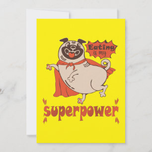 Eating is my superpower red cloak pug comic style  announcement