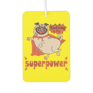 Eating is my superpower red cloak pug comic style  car air freshener