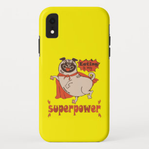 Eating is my superpower red cloak pug comic style iPhone XR case
