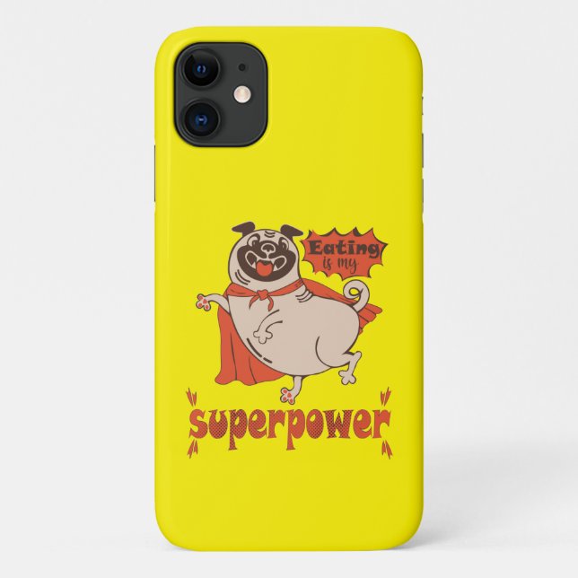Eating is my superpower red cloak pug comic style  Case-Mate iPhone case (Back)