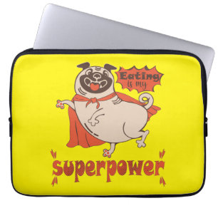 Eating is my superpower red cloak pug comic style  laptop sleeve