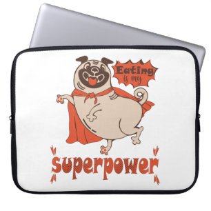 Eating is my superpower red cloak pug comic style  laptop sleeve