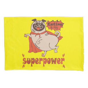 Eating is my superpower red cloak pug comic style  pillowcase