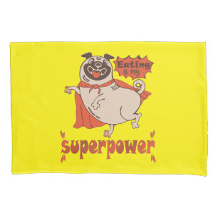 Eating is my superpower red cloak pug comic style  pillowcase