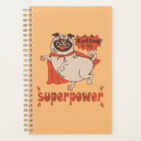 Eating is my superpower red cloak pug comic style