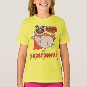 Eating is my superpower red cloak pug comic style  T-Shirt