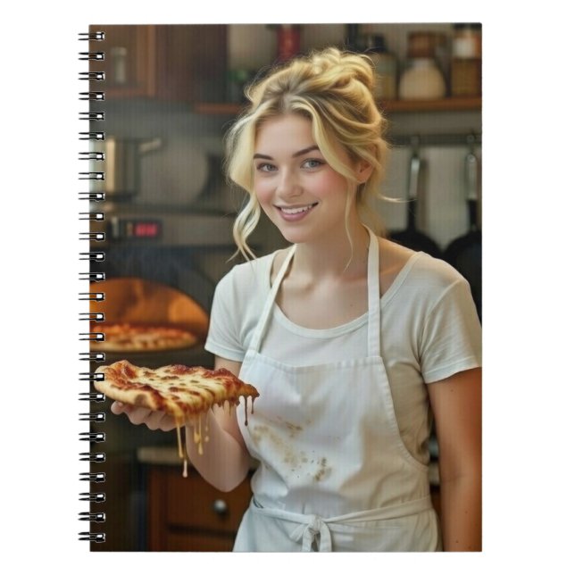 Eating Pizza Photo Personalise Customise Notebook (Front)
