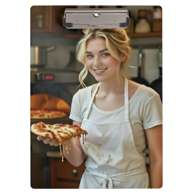 Eating Pizza Photo Personalize Customize Clipboard (Front)