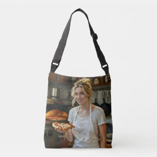 Eating Pizza Photo Personalize Customize Crossbody Bag