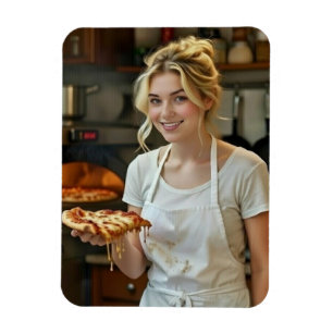 Eating Pizza Photo Personalize Customize Magnet