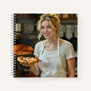 Eating Pizza Photo Personalize Customize Notebook