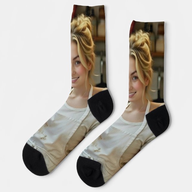 Eating Pizza Photo Personalize Customize Socks (Left)