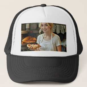Eating Pizza Photo Personalize Customize Trucker Hat