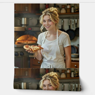 Eating Pizza Photo Personalize Customize Wallpaper