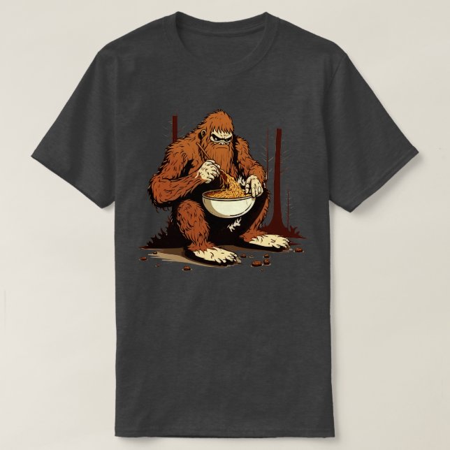 Eating Ramen Bigfoot T-Shirt (Design Front)