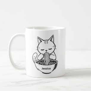 Eating Ramen Noodles Coffee Mug - Custom Name 