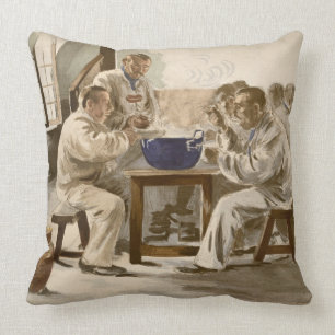Eating Soup at the Barracks, from 'L'Estampe Moder Cushion