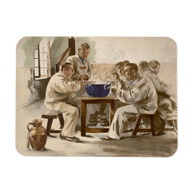 Eating Soup at the Barracks, from 'L'Estampe Moder Magnet (Horizontal)