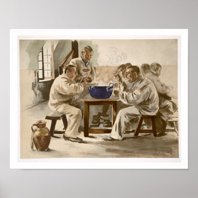 Eating Soup at the Barracks, from 'L'Estampe Moder Poster (Front)