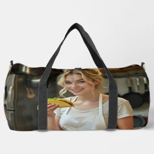 Eating Tacos Photo Personalise Customise Duffle Bag