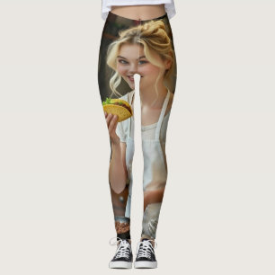 Eating Tacos Photo Personalise Customise Leggings