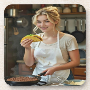 Eating Tacos Photo Personalize Customize Coaster
