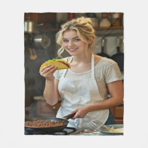 Eating Tacos Photo Personalize Customize Fleece Blanket