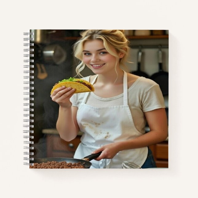 Eating Tacos Photo Personalize Customize Notebook (Front)