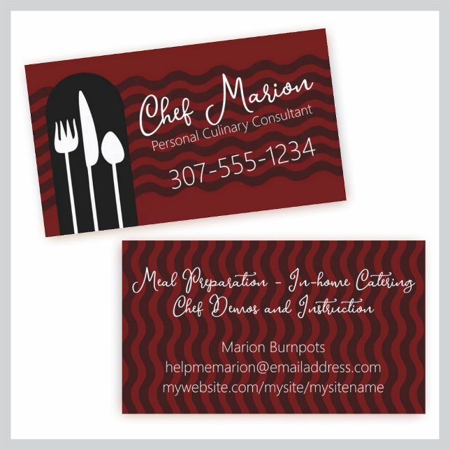Eating utensils chef catering restaurant tours business card (Creator Uploaded)