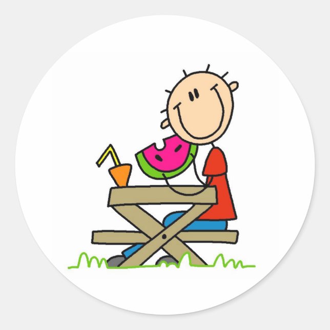 Eating Watermelon Classic Round Sticker (Front)
