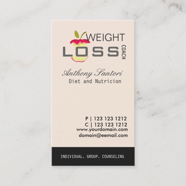 Eating Well Apple Dieting Loosing Weight  Coach Appointment Card (Front)